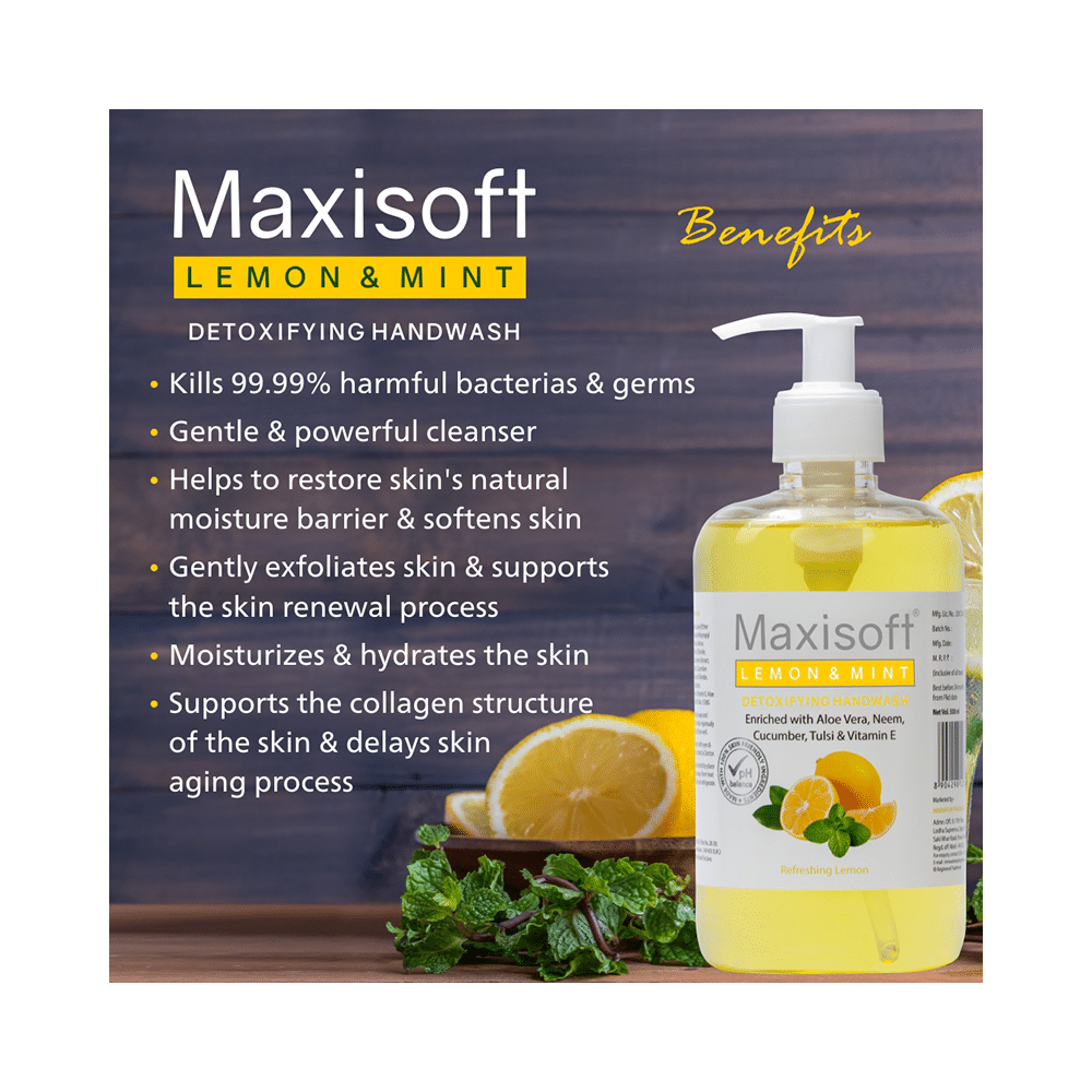 Maxisoft Lemon & Mint Detoxifying Hand Wash (500ml Each) - Image 7