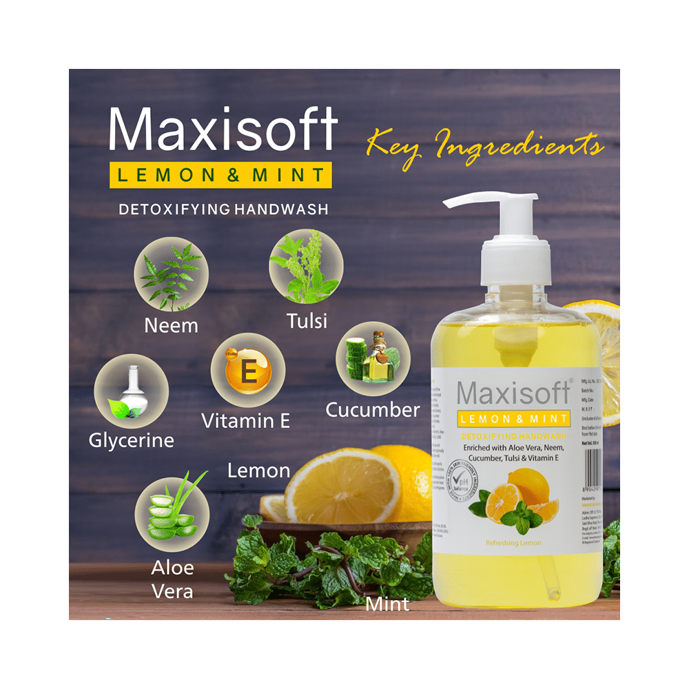 Maxisoft Lemon & Mint Detoxifying Hand Wash (500ml Each) - Image 5