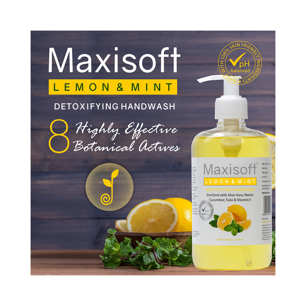Maxisoft Lemon & Mint Detoxifying Hand Wash (500ml Each) - Image 4