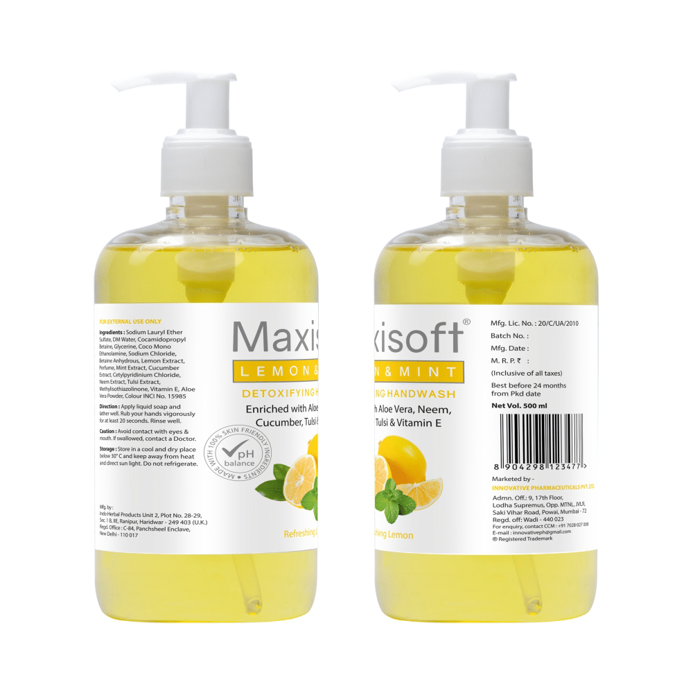 Maxisoft Lemon & Mint Detoxifying Hand Wash (500ml Each) - Image 3