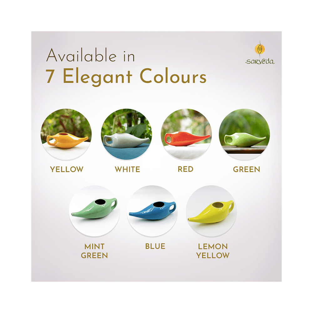 Sarveda Ceramic Jala Neti Pot for Nasal Cleansing Mint Green - Image 4