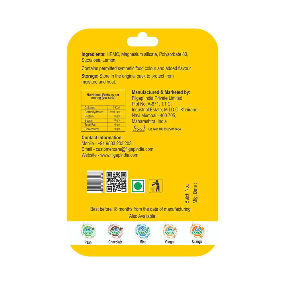 Filgap Go Fresh Mouth Dissolving Strip Lemon - Image 2
