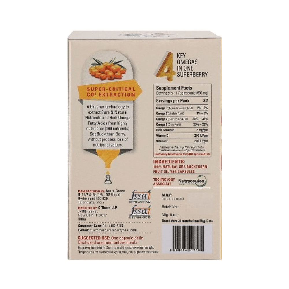 Berryheal Sea Buckthorn Whole Berry Oil Veg Capsule (32 Each) - Image 4