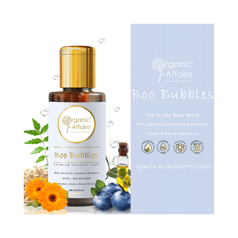Organic Affaire Boo Bubbles Baby Body Wash (100ml Each) with Milk, Oat, Calendula & Blueberry - Image 4