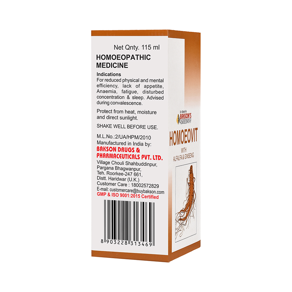 Bakson's Homeopathy Homoeovit with Alfalfa & Ginseng Syrup - Image 3