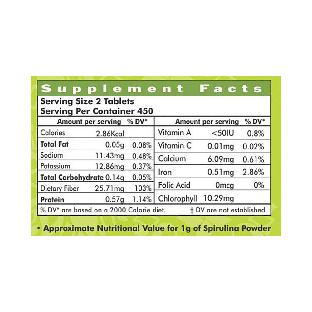 Ayurvedic Life Spirulina 500mg Tablet - Image 3