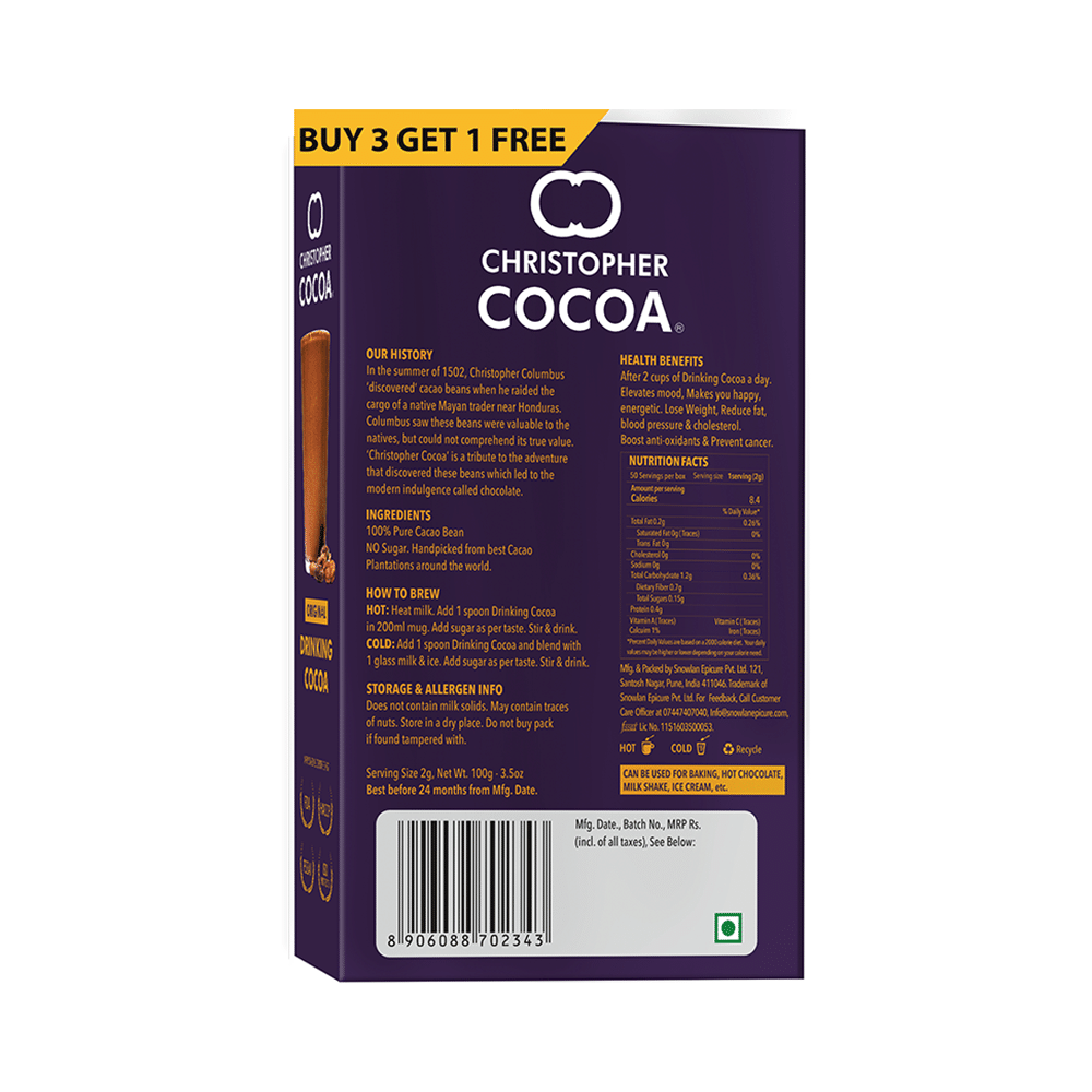 Christopher Cocoa Original Drinking Cocoa 100gm Each (Buy 3 Get 1 Free) - Image 2