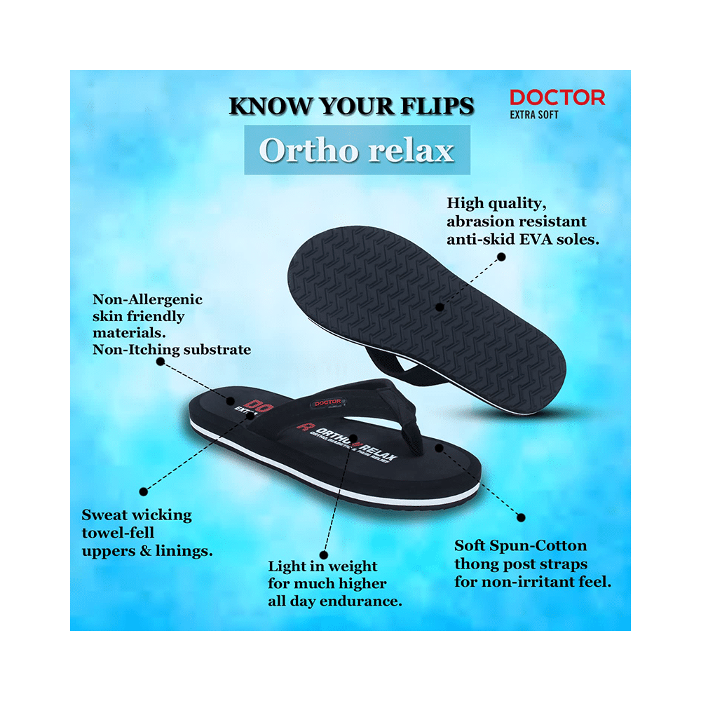 Doctor Extra Soft D32 Skid Resistant || Lightweight || Comfortable Footbed || Memory Foam Bounce Back Technology || Flip-Flop & Sliders for Men Black 6 - Image 10