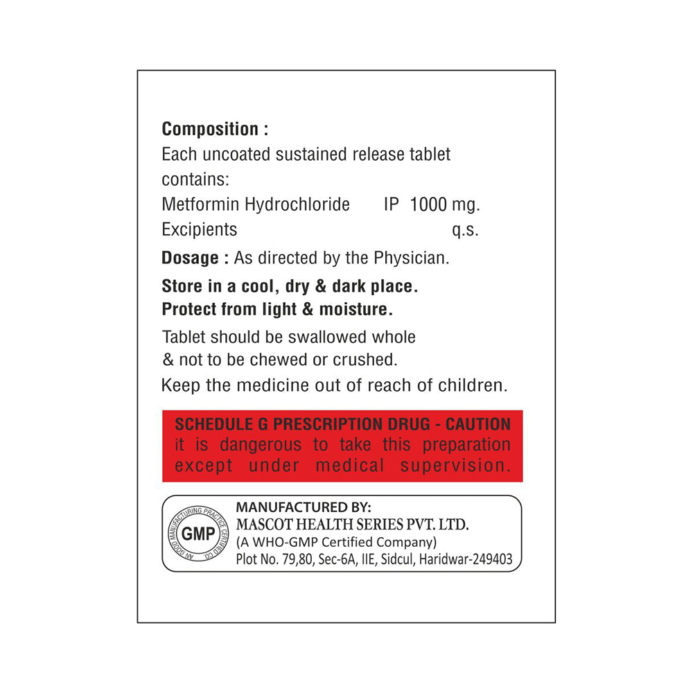 Mendformin 1000 SR Tablet - Image 2