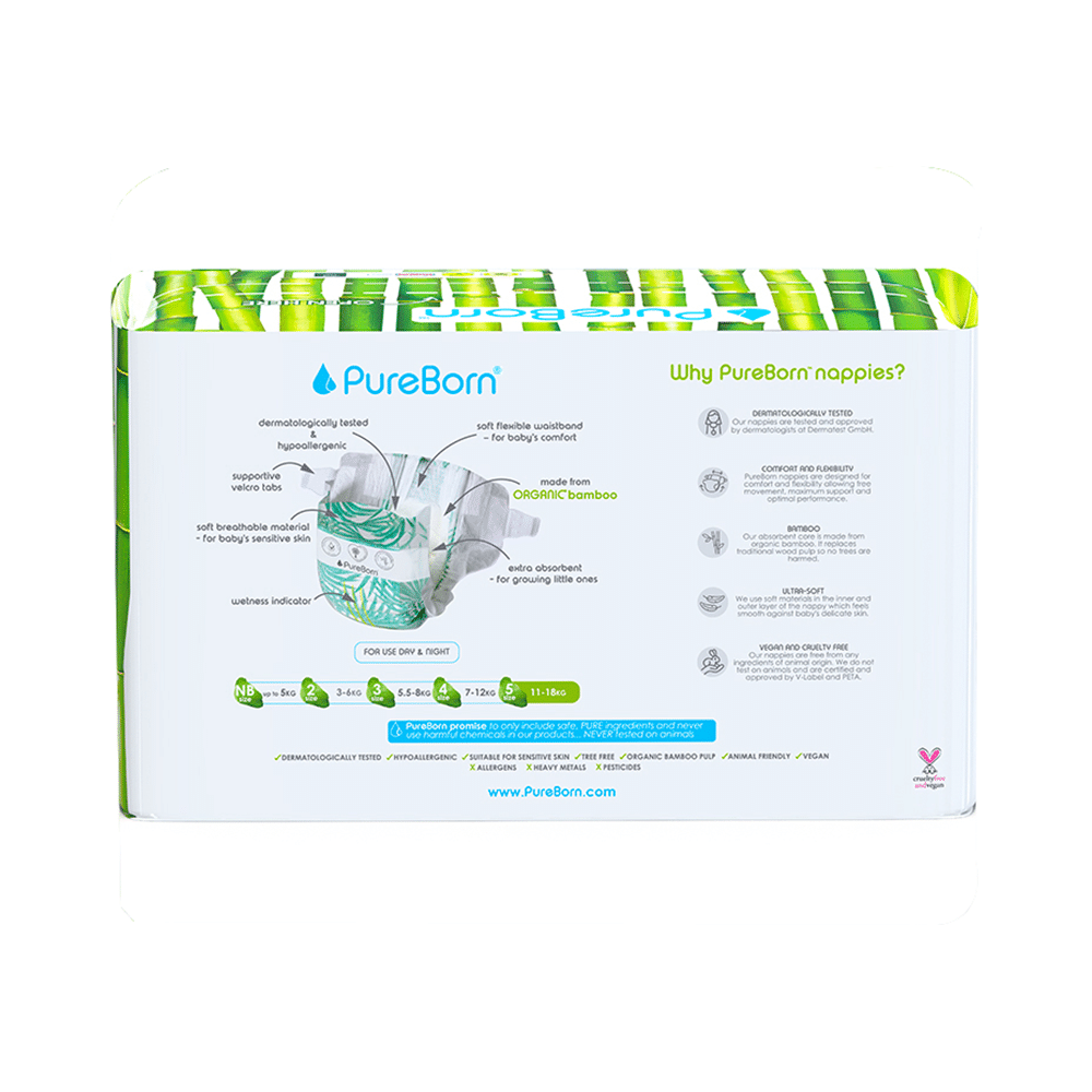 PureBorn Organic Bamboo Nappies | Size 3 - Image 2