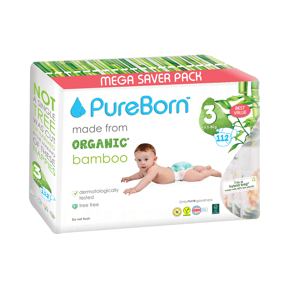 PureBorn Organic Bamboo Nappies | Size 3