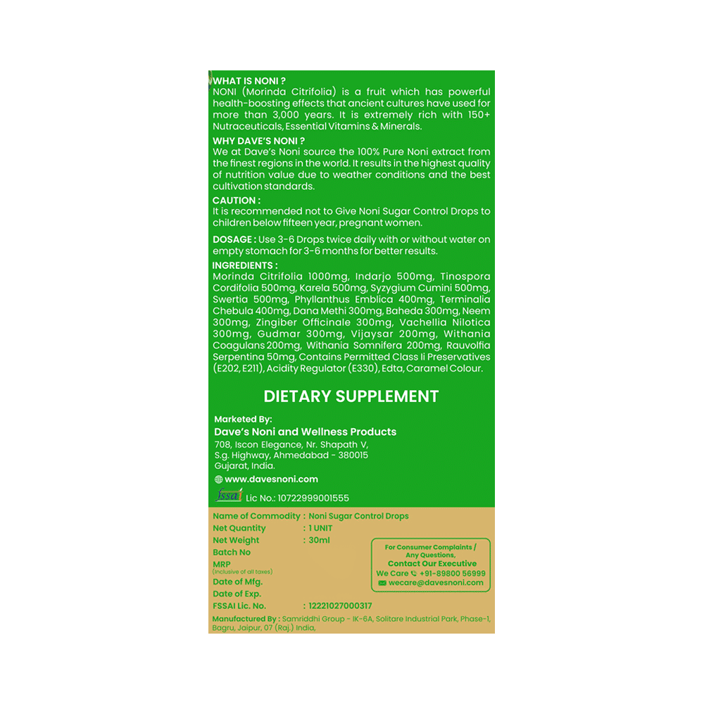 The Dave's Noni Sugar Control Drops (30ml Each) - Image 3