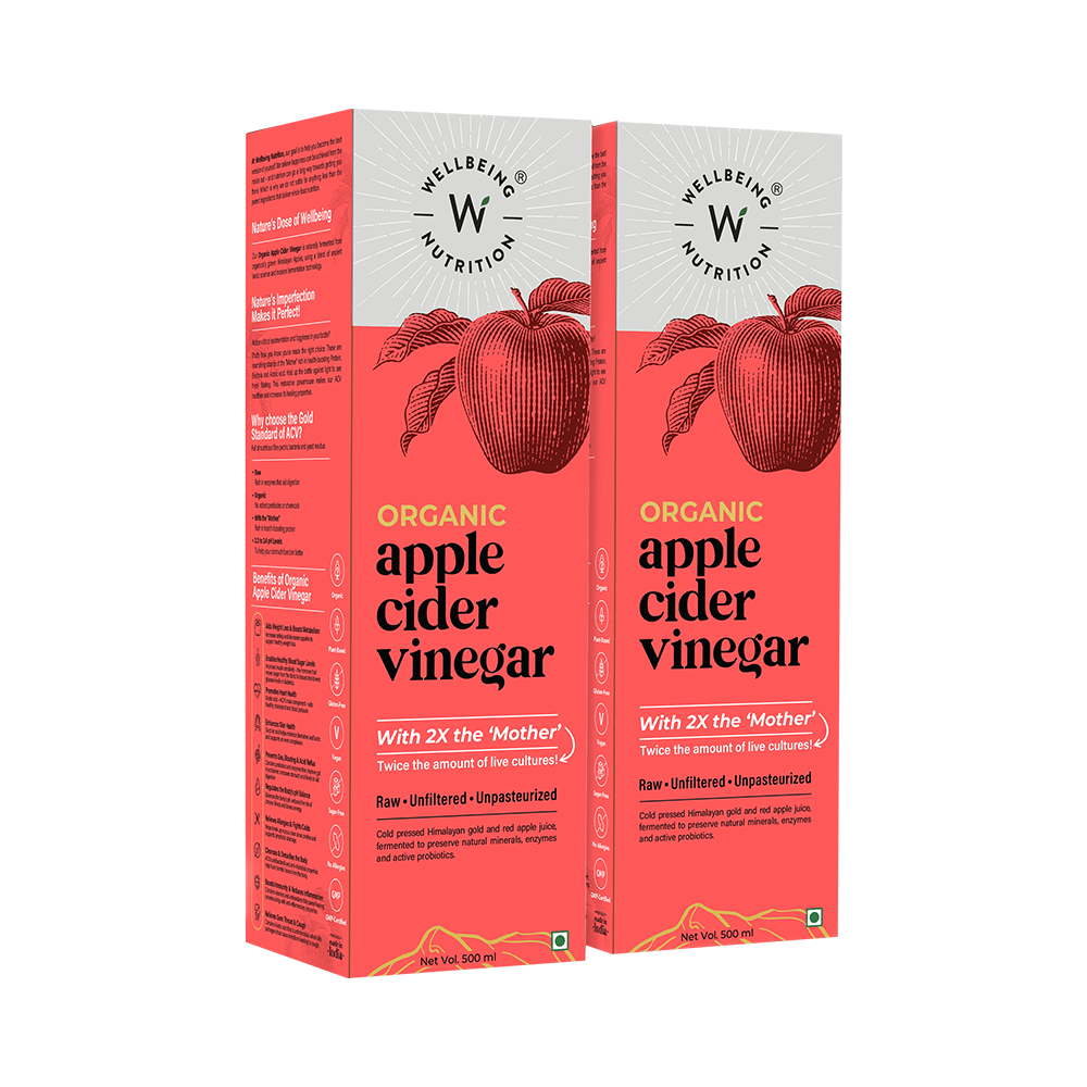 Wellbeing Nutrition Organic Apple Cider Vinegar  | 2X the 'Mother' (500ml Each)