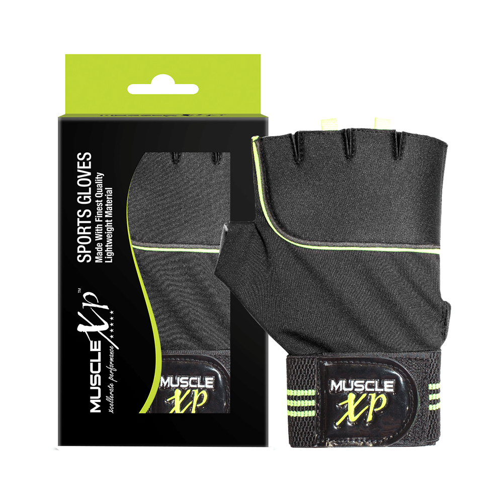 MuscleXP Sports Gloves Black & Green - Image 3