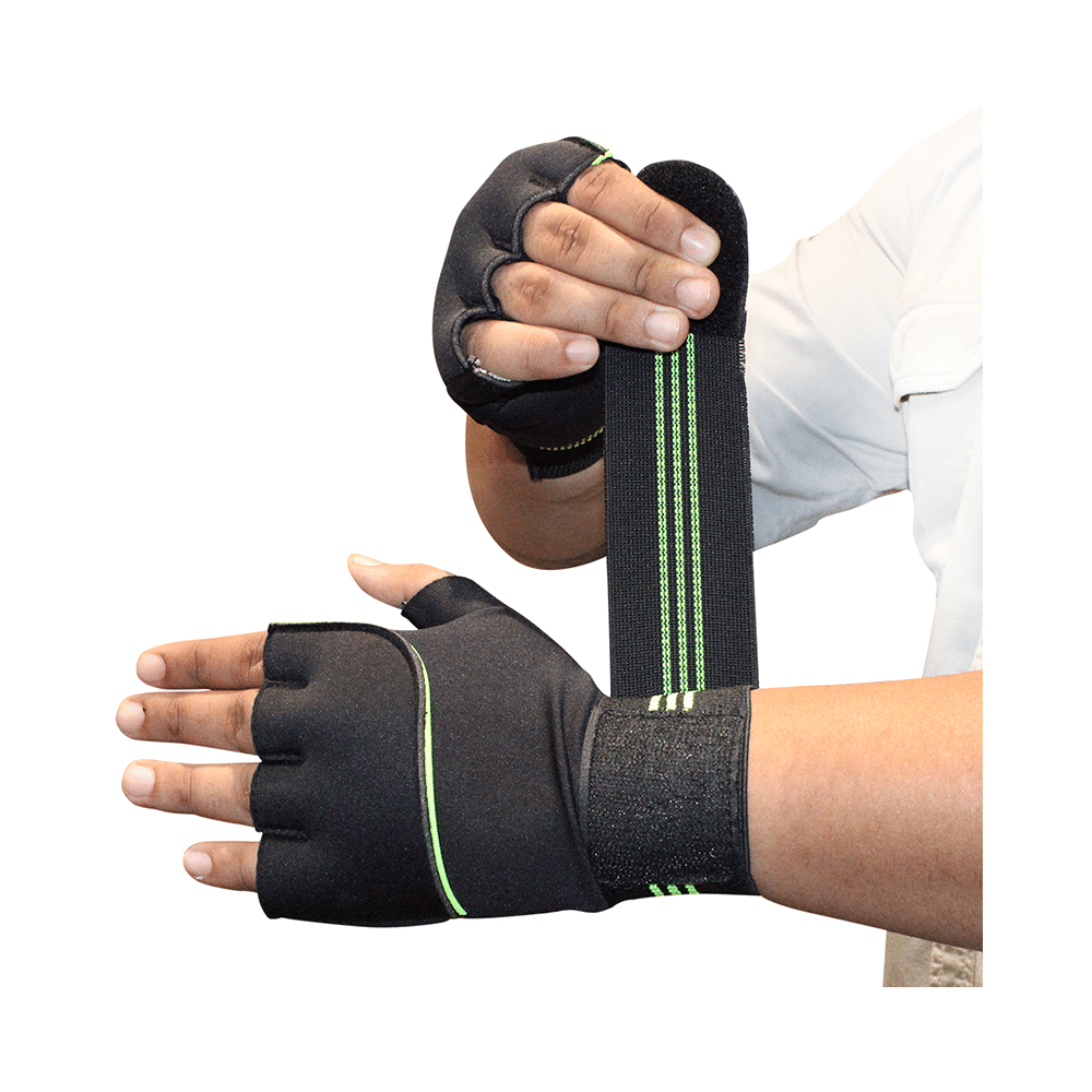 MuscleXP Sports Gloves Black & Green - Image 1