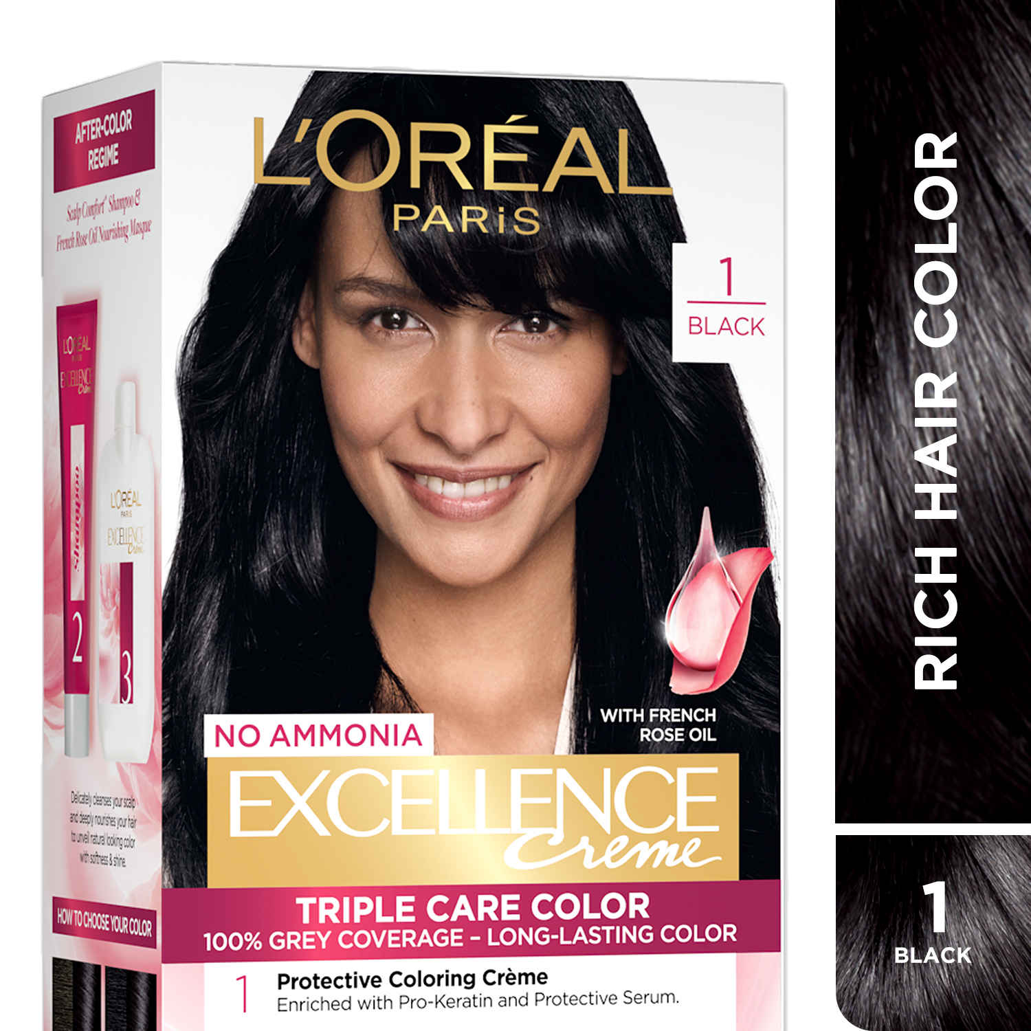 L'Oreal Paris Excellence Creme Triple Care Hair Color 1 Black - Image 1