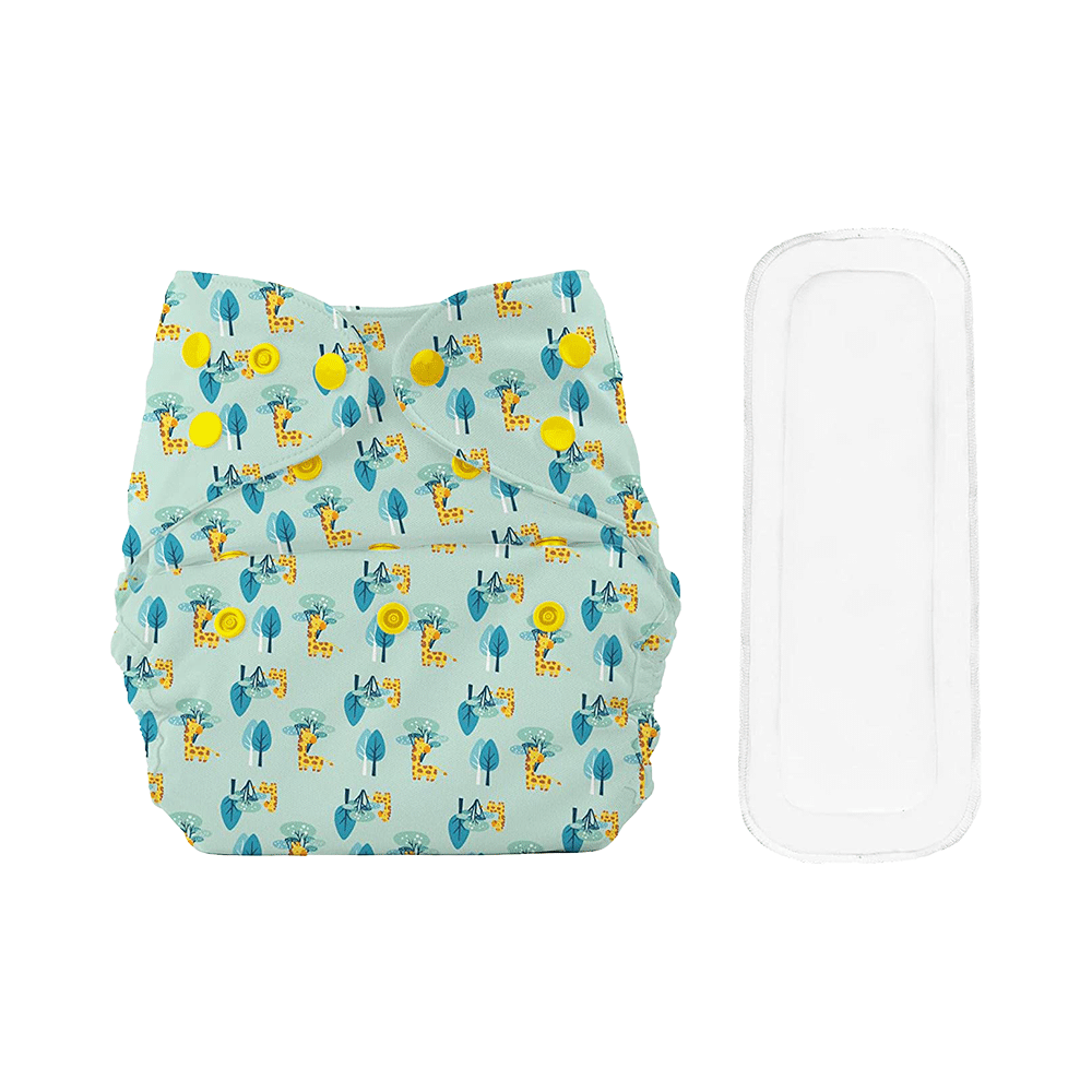Bumberry Adjustable Reusable Cloth Diaper Cover With 1 Wet Free Insert Baby Giraffe