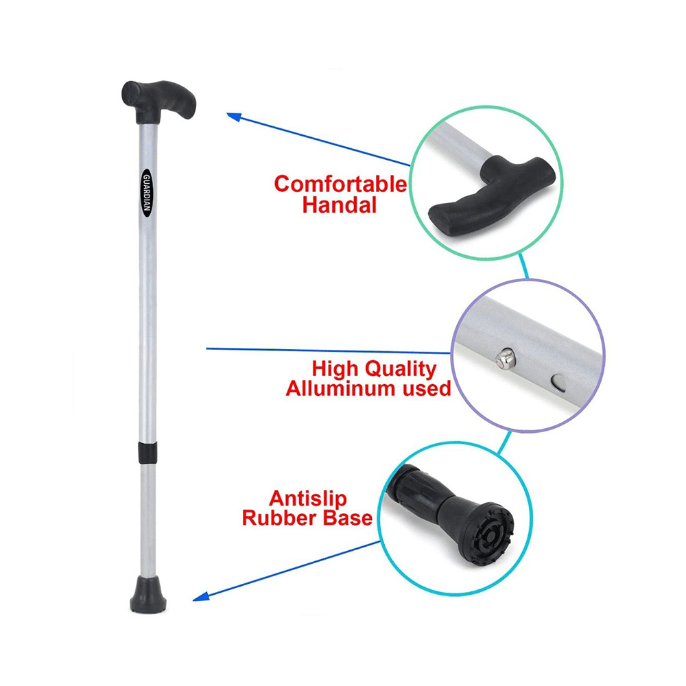Guardian Adjustable Walking Stick Grey Steel - Image 3
