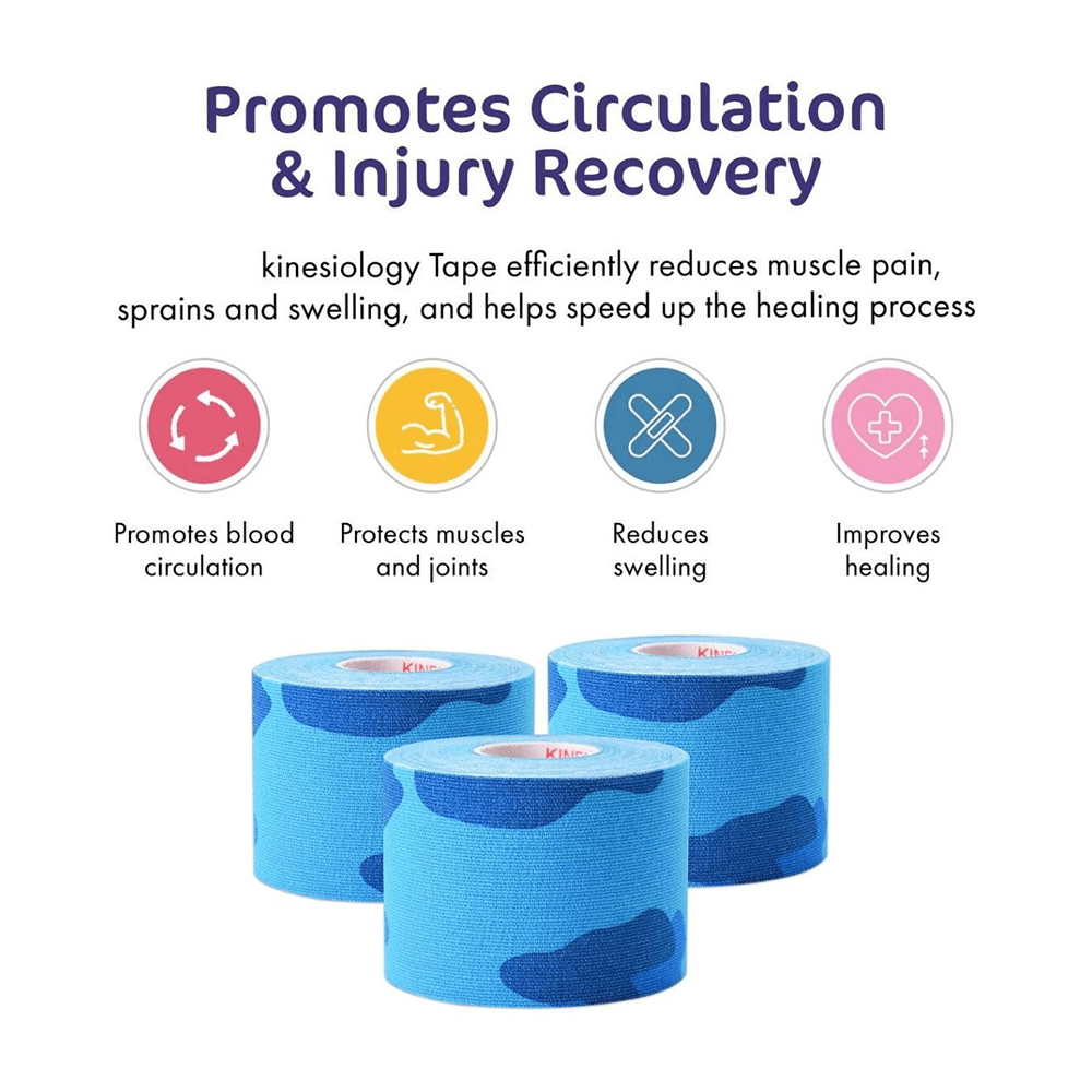 Healthtrek Printed Kinesiology Tape for Physiotherapy Blue - Image 7