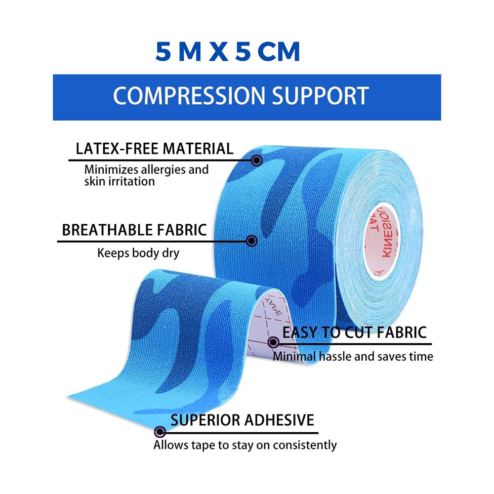 Healthtrek Printed Kinesiology Tape for Physiotherapy Blue - Image 3