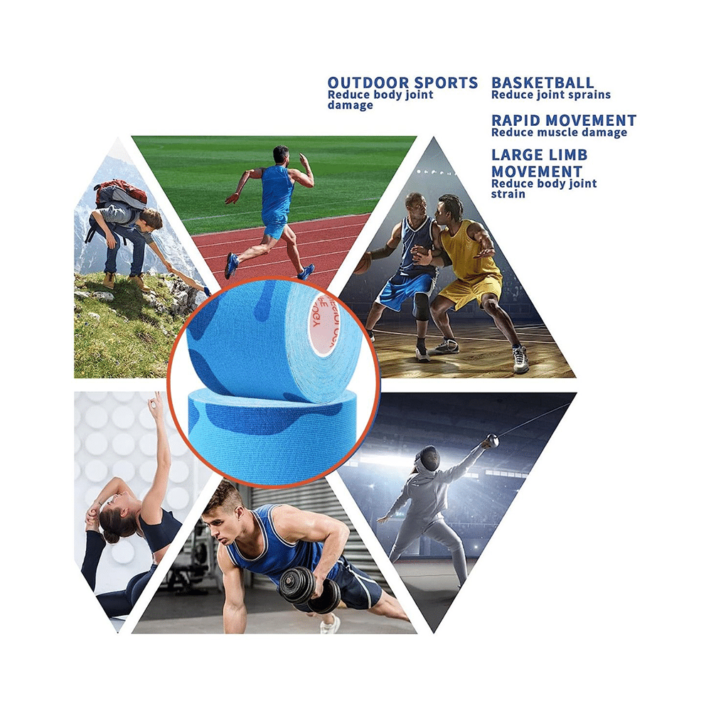 Healthtrek Printed Kinesiology Tape for Physiotherapy Blue - Image 8