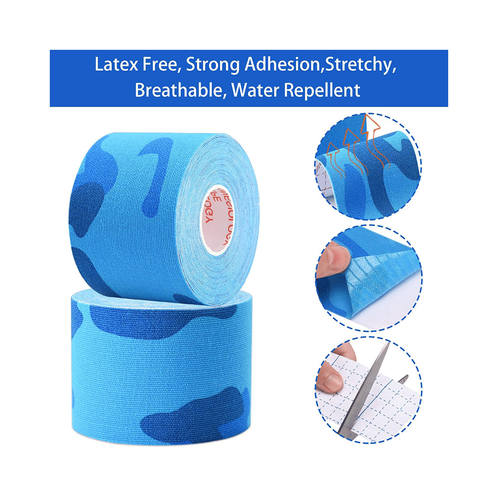 Healthtrek Printed Kinesiology Tape for Physiotherapy Blue - Image 5