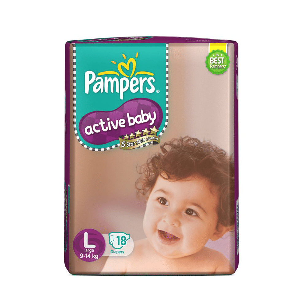 Pampers Active Baby with Comfortable Fit | Size Diaper Large - Image 1