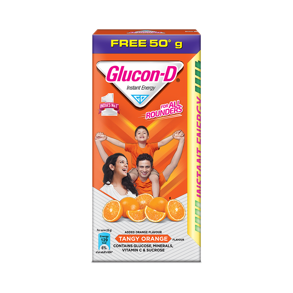 Glucon-D with Glucose, Calcium, Vitamin C & Sucrose | Nutrition Booster Tangy Orange