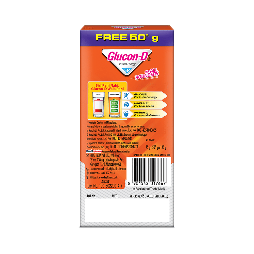 Glucon-D with Glucose, Calcium, Vitamin C & Sucrose | Nutrition Booster Tangy Orange - Image 2