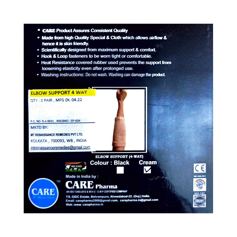 Care Elbow Support Four Way (Pair) Cream Medium - Image 4