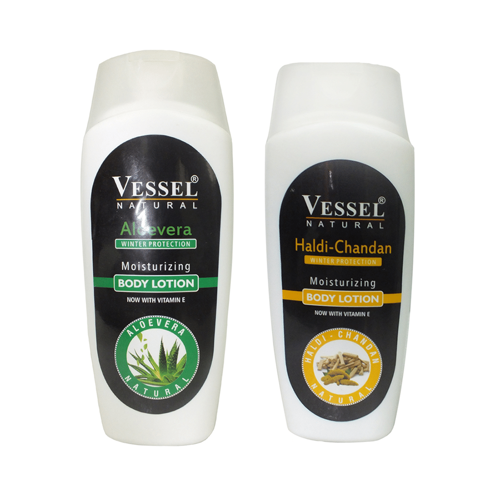 Vessel Combo Pack of Natural Winter Protection Moisturizing Body Lotion with Aloe Vera and Haldi Chandan (200ml Each) - Image 1