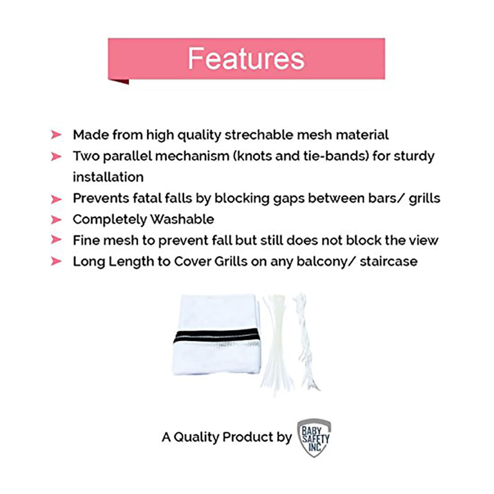 Safe-O-Kid Strong Fine Mesh Fall Prevention Safety Net - Image 2