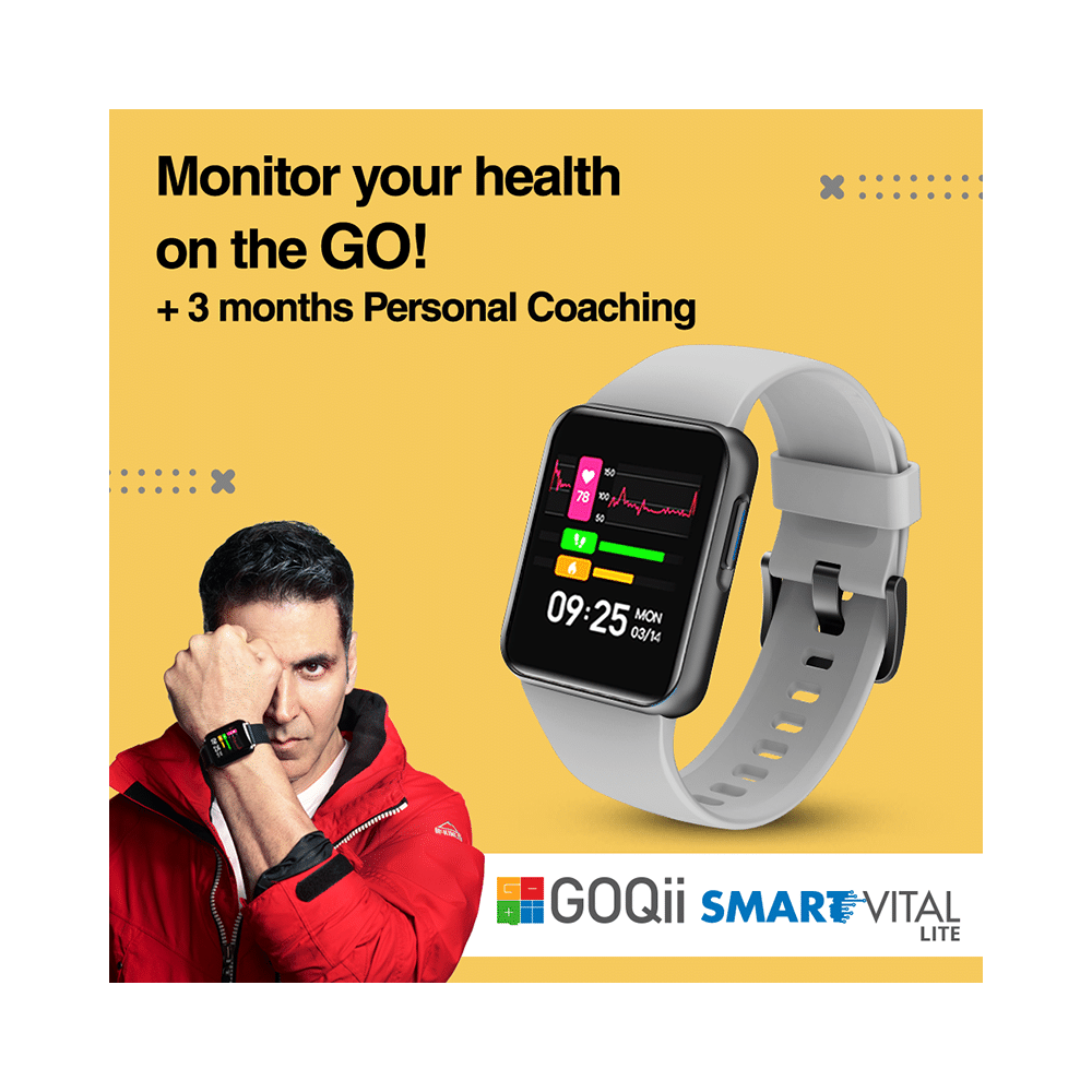 GOQii Smart Vital Lite with 3 Months Health & Personal Coaching Subscription HD Smart Watch Cloud Grey - Image 5