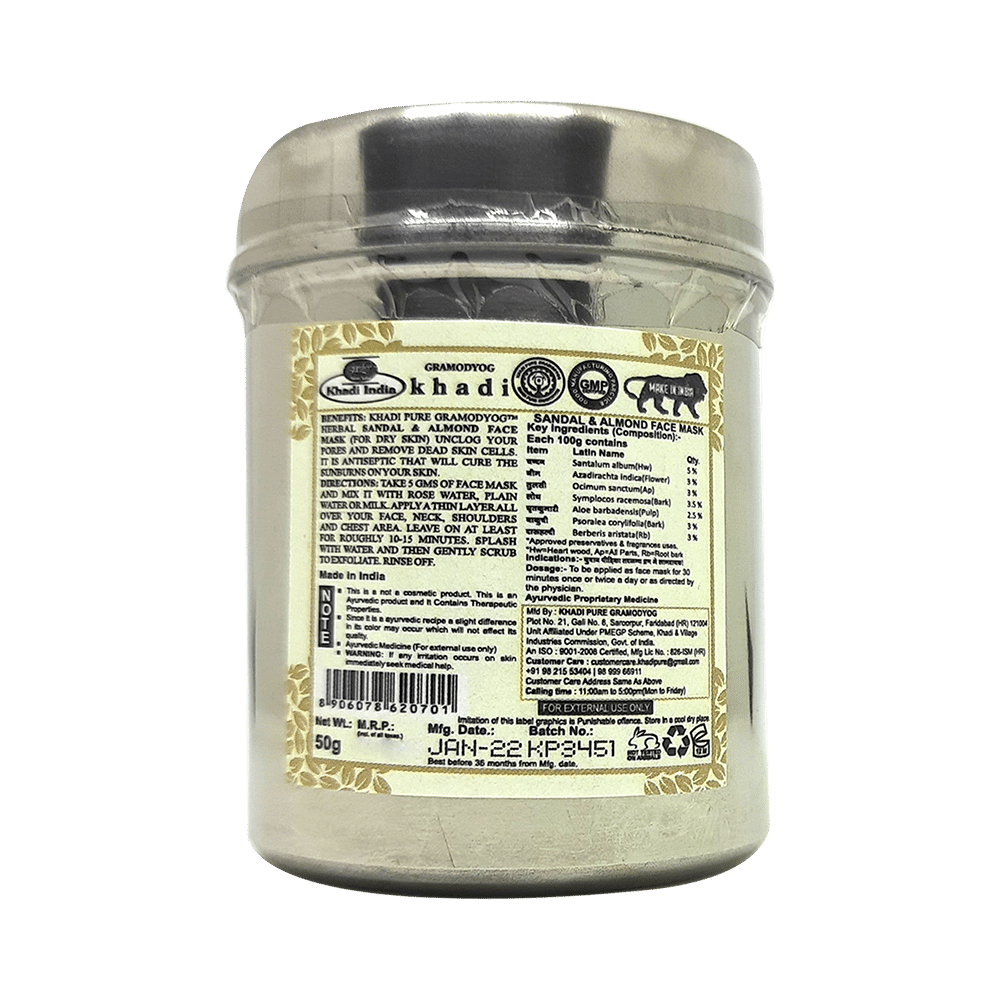 Khadi Pure Combo Pack of Herbal Fruit Face Pack & Herbal Sandal & Almond Face Mask (50gm Each) - Image 3