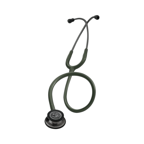 3M Littmann Classic III Stethoscope, Smoke-Finish, Dark Olive Green Tube, 27 inch, 5812 - Image 1