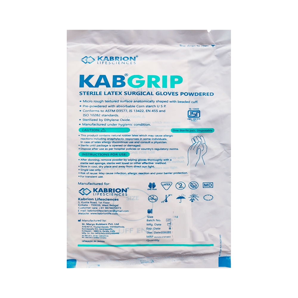Kabrion Kabgrip Premium Quality Latex Sterile Surgical Gloves (1Pair Each) 7 - Image 1
