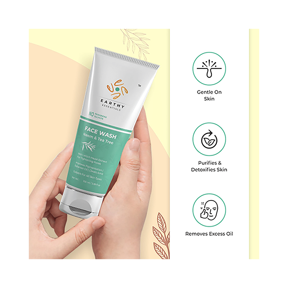 Earthy Essentials Combo Pack of Neem & Tea Tree Face Wash 100ml & Red Aloe Vera Face Cream 50gm - Image 6