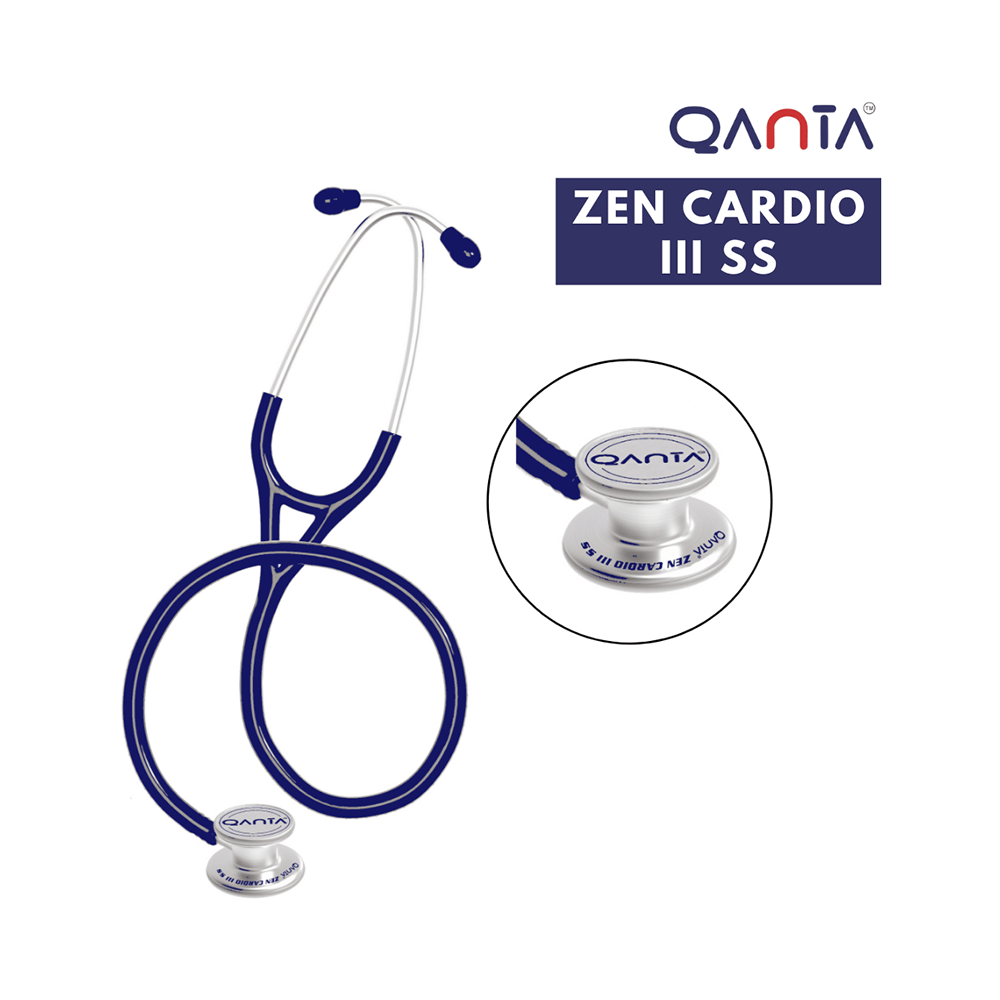 Qanta QA-1170 Zen Cardio III SS Cardiology Stethoscope, SS & Dual Head Chest Piece Blue - Image 2