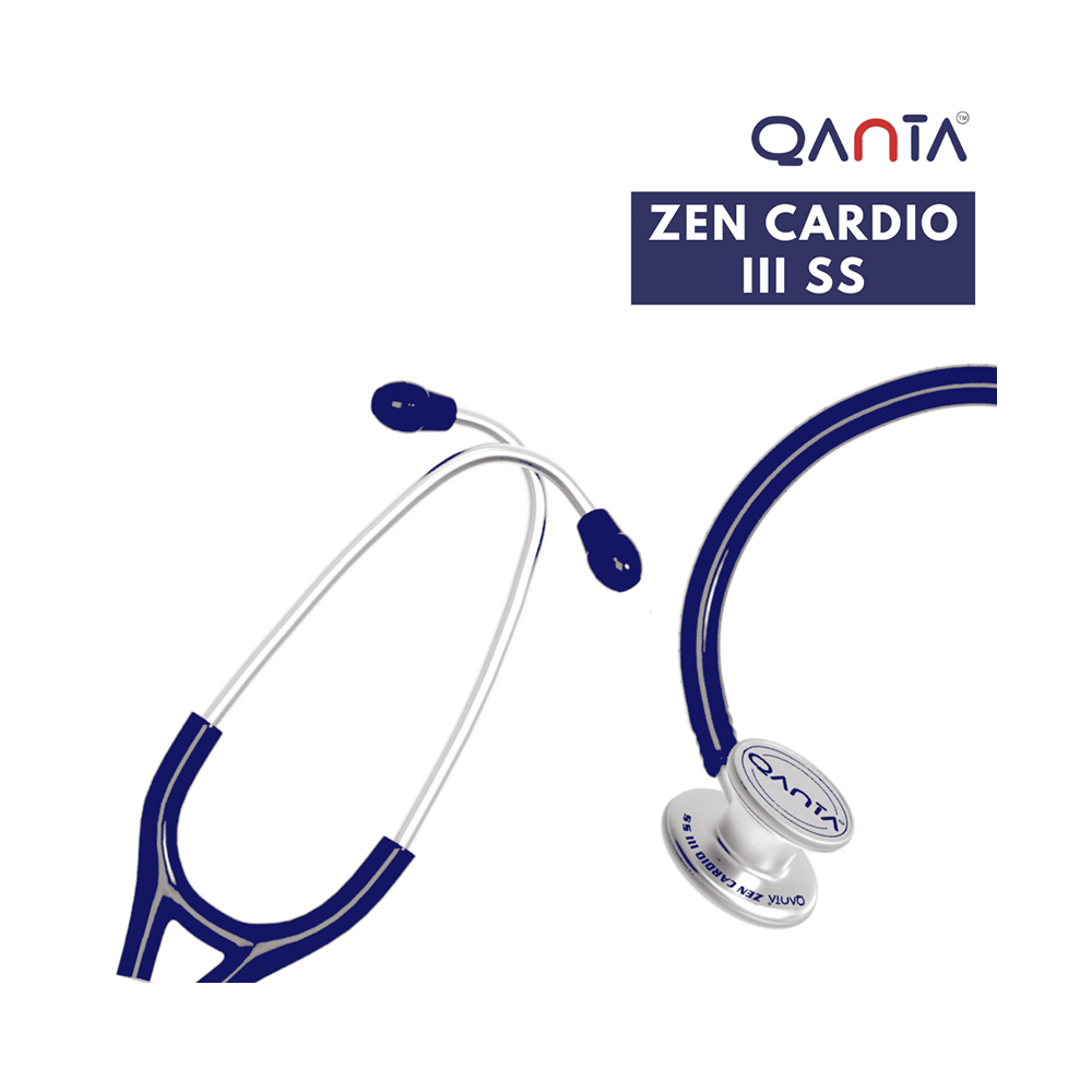 Qanta QA-1170 Zen Cardio III SS Cardiology Stethoscope, SS & Dual Head Chest Piece Blue - Image 3