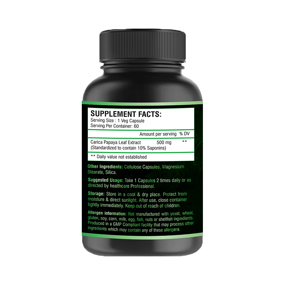 Cluspex Nutrition Carica Papaya Leaf Extract 500mg Veg Capsule - Image 2