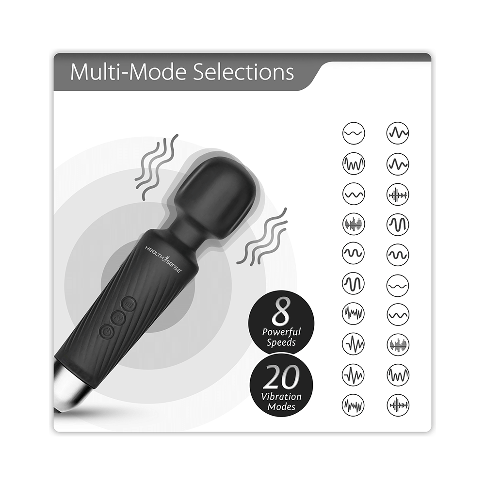 HealthSense HM 260 Magic-Vibe Cordless Rechargeable Handheld Body Massager Black - Image 7