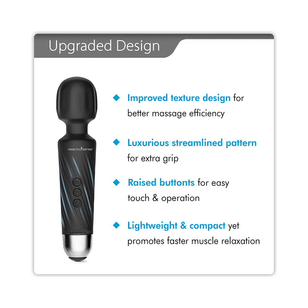 HealthSense HM 260 Magic-Vibe Cordless Rechargeable Handheld Body Massager Black - Image 3