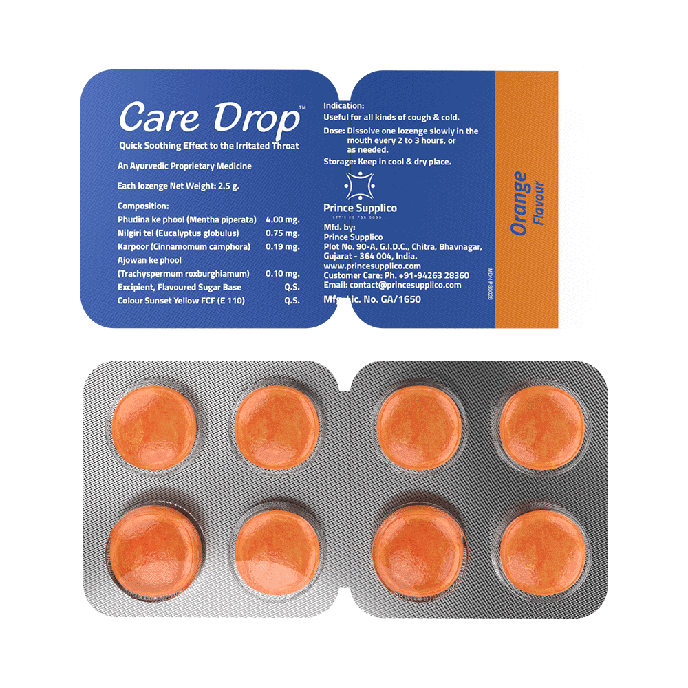 Care Drop Cough Relief Orange Lozenges - Image 1