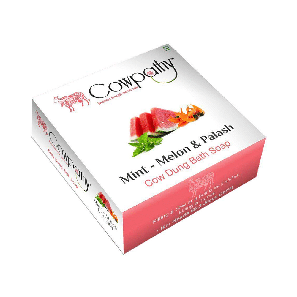 Cowpathy Mint Melon and Palash Cow Dung Bath Soap - Image 1