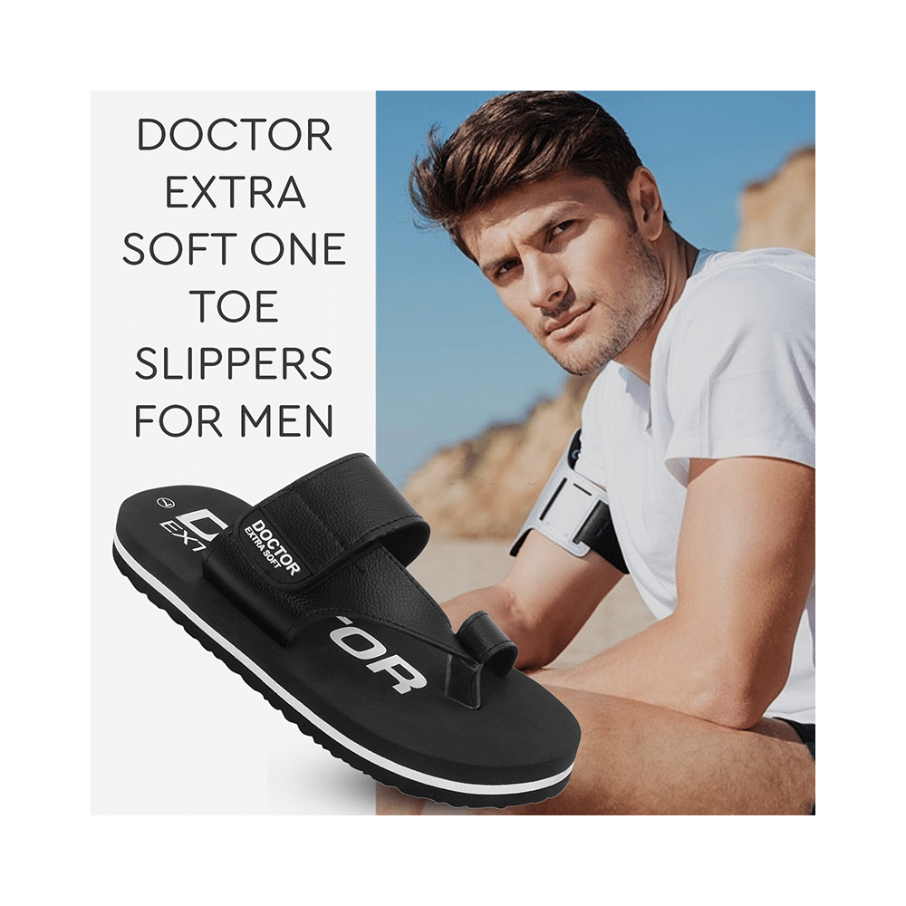 Doctor Extra Soft D26 Care Orthopaedic Diabetic Dr Stylish House Flip-Flop and Thump Ring Slip for Men Black  12 - Image 12