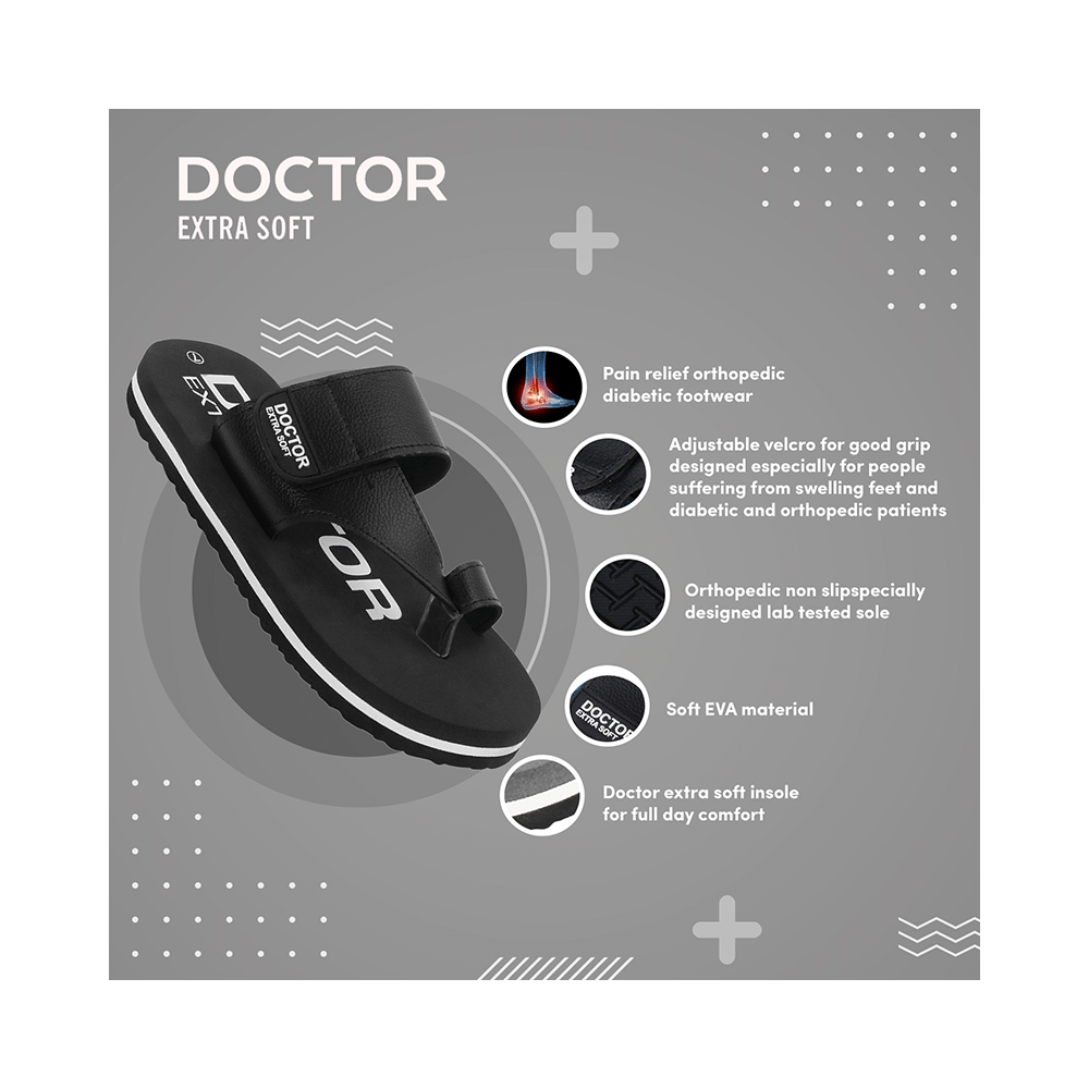 Doctor Extra Soft D26 Care Orthopaedic Diabetic Dr Stylish House Flip-Flop and Thump Ring Slip for Men Black  12 - Image 10