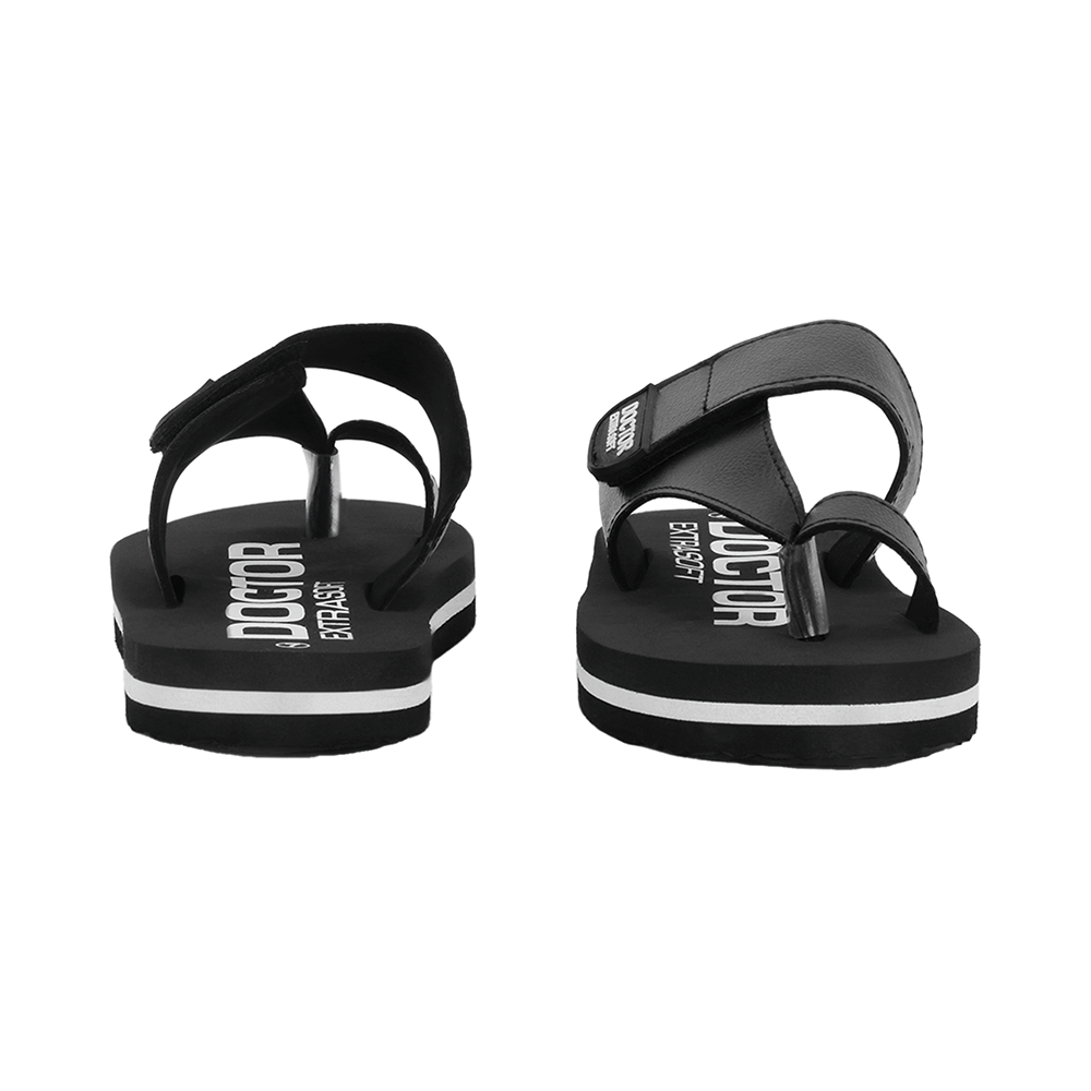 Doctor Extra Soft D26 Care Orthopaedic Diabetic Dr Stylish House Flip-Flop and Thump Ring Slip for Men Black  12 - Image 3