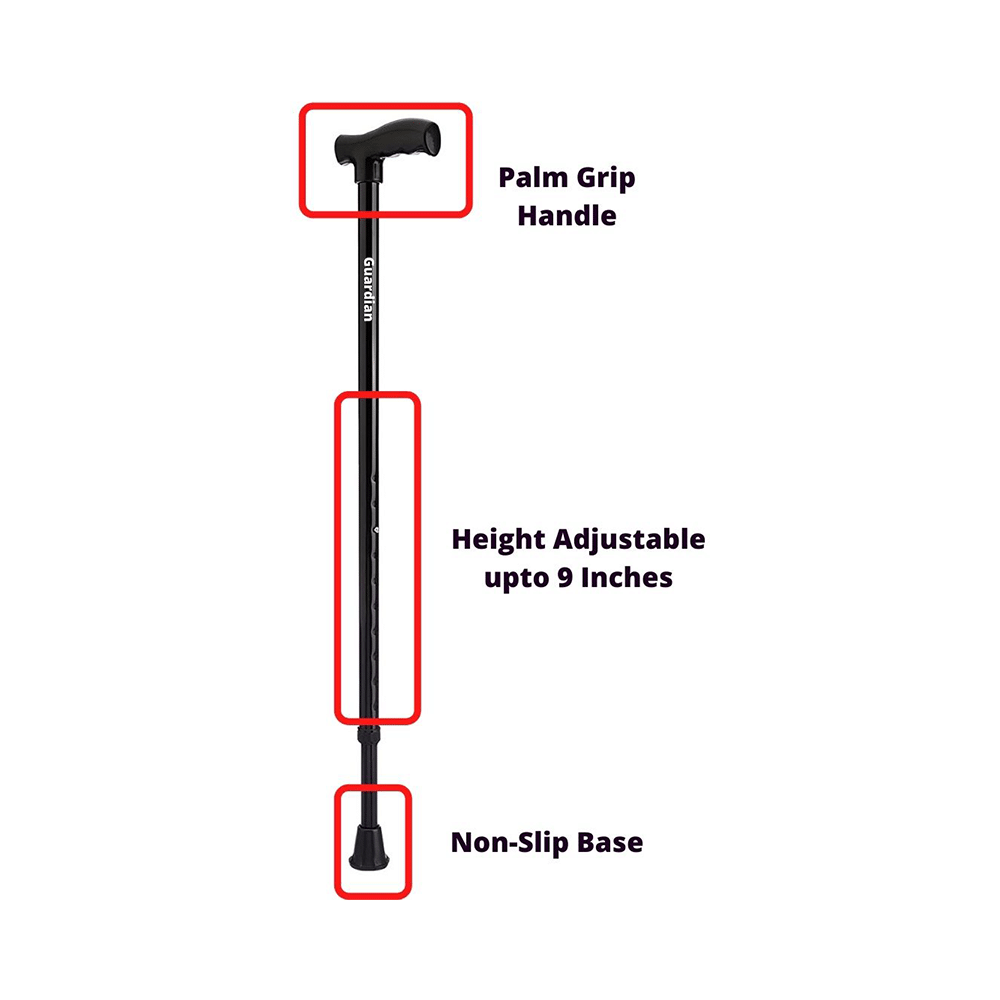 Guardian Adjustable Walking Stick Black Steel - Image 5