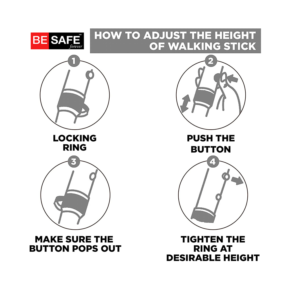 Guardian Adjustable Walking Stick Black Steel - Image 6