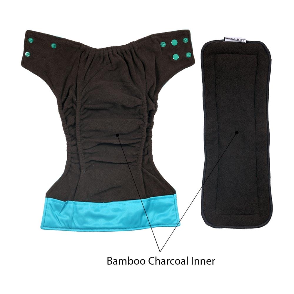 Polka Tots Washable and Reusable Adjustable Cloth Diaper with 5 Layer Bamboo Charcoal Insert Unicorn - Image 6